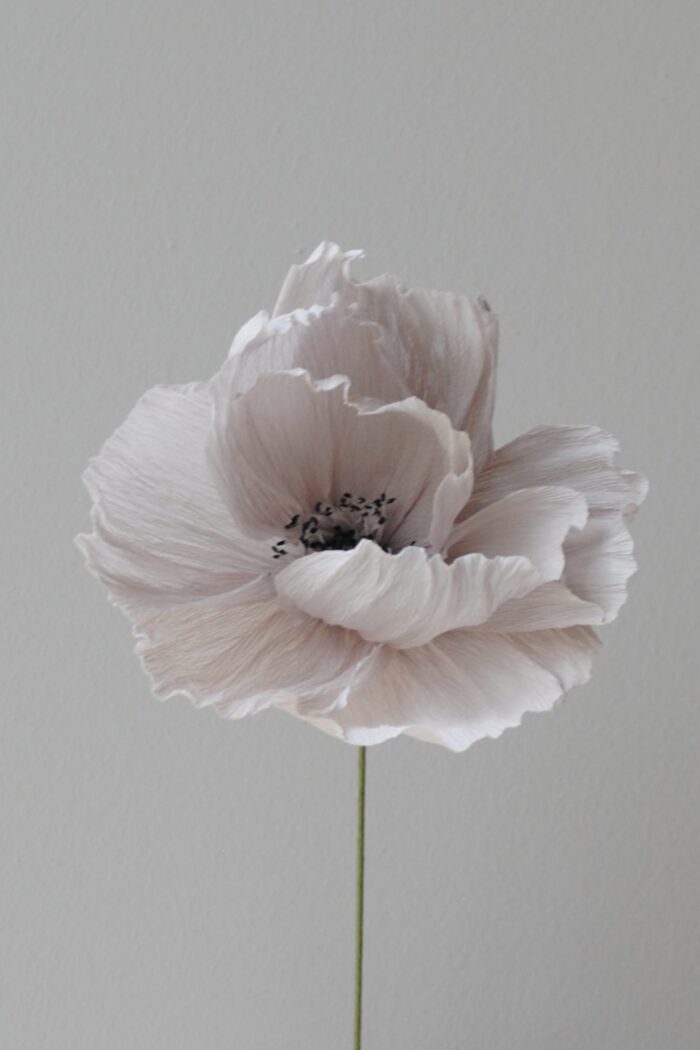 Papierblume Frieda 3 Blüten Creme-Olive – Bild 8