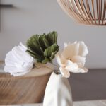 Papierblume Frieda 3 Blüten Creme-Olive