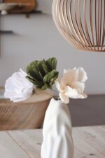 Papierblume Frieda 3 Blüten Creme-Olive