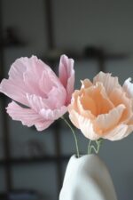 Papierblume Frieda 3 Blüten Lachs-Rose – Bild 9