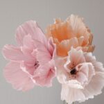 Papierblume Frieda 3 Blüten Lachs-Rose