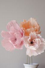 Papierblume Frieda 3 Blüten Lachs-Rose