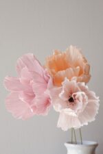 Papierblume Frieda 3 Blüten Lachs-Rose – Bild 3
