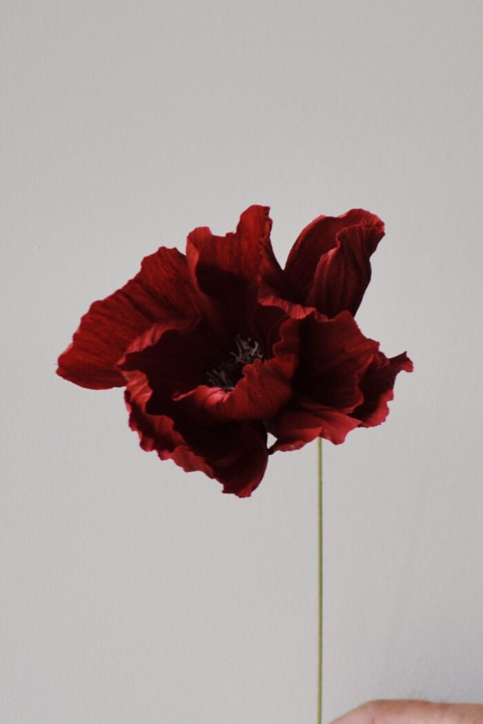 Papierblume Frieda 3 Blüten Kirsche - Bordeaux – Bild 2