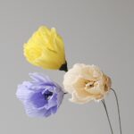 Papierblume Frieda 3 Blüten Zitronengelb - Flieder