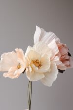 Papierblumen Strauß Frieda 5 Blüten creme-lachs – Bild 2